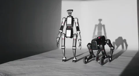 A LimX Dynamics Tron2 robotjának moduláris alkatrészeit és konfigurációit bemutató diagram.