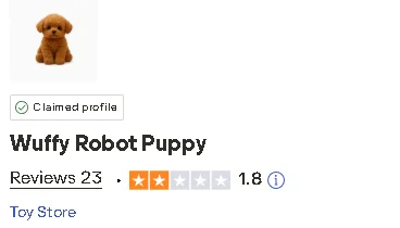 一个Wuffy Puppy克隆产品的示例,展示了实际玩具的简单粗糙。