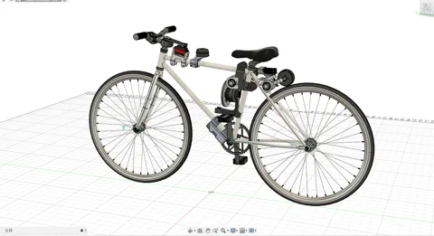 XUAN-Bike 的 CAD 渲染图,展示了其定制电机和控制系统。